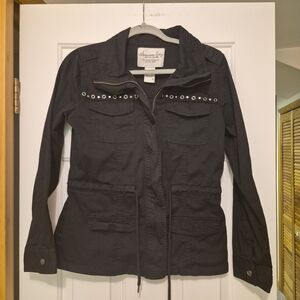 American Rag Black Utility Field Jacket Grommet Detail Edgy Gorpcore Small